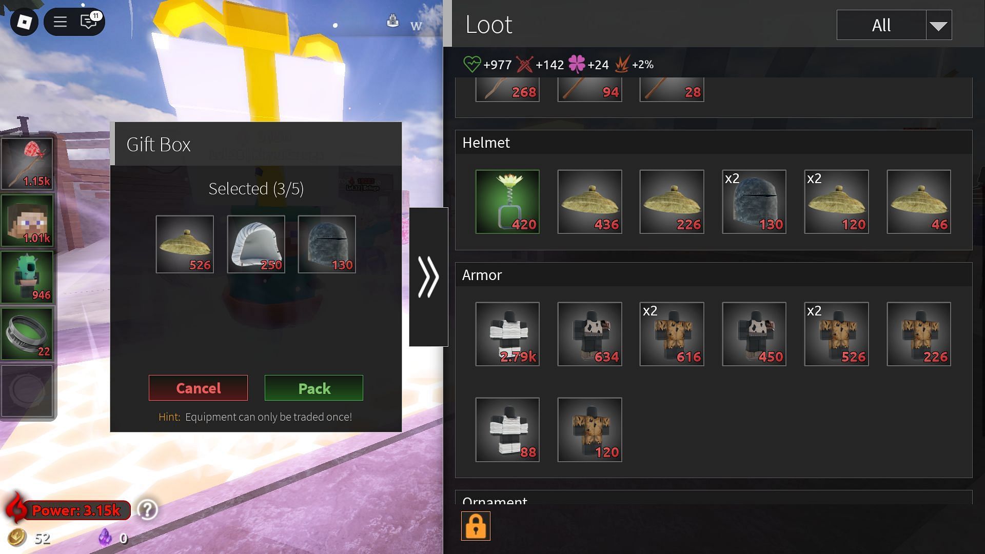 Packing a Trade Gift Box (Image via Roblox)